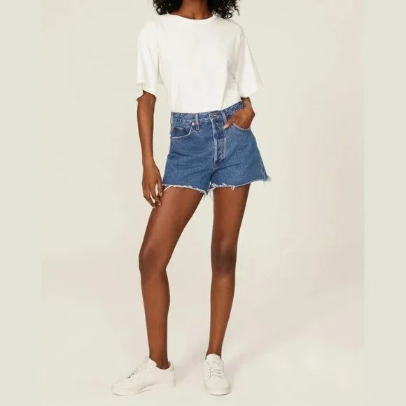 NWT RE/DONE 90's Low Slung Cut Off Shorts in Bleu Mere - Picture 2 of 13